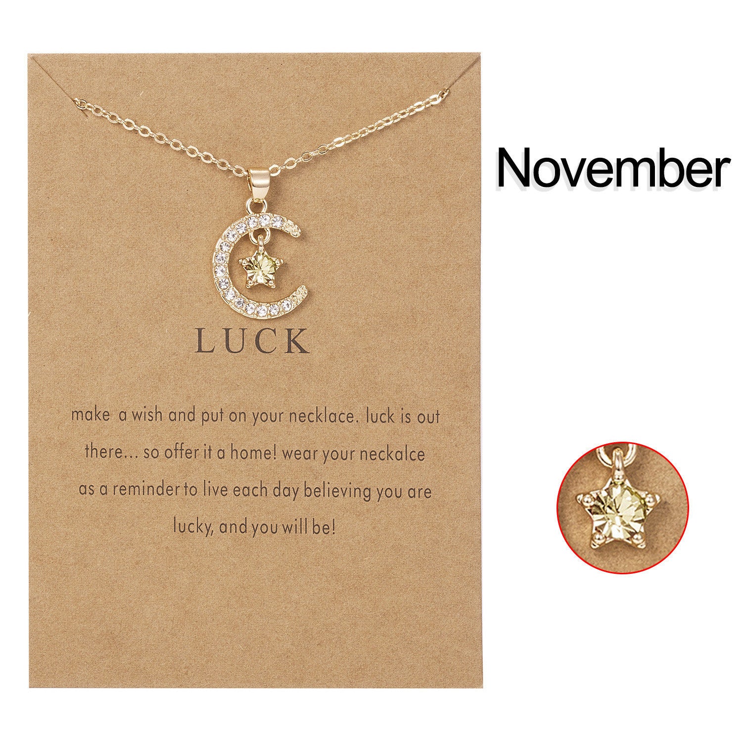 Stone Month Necklace December XINGX Pendant Paper Card Necklace For Women