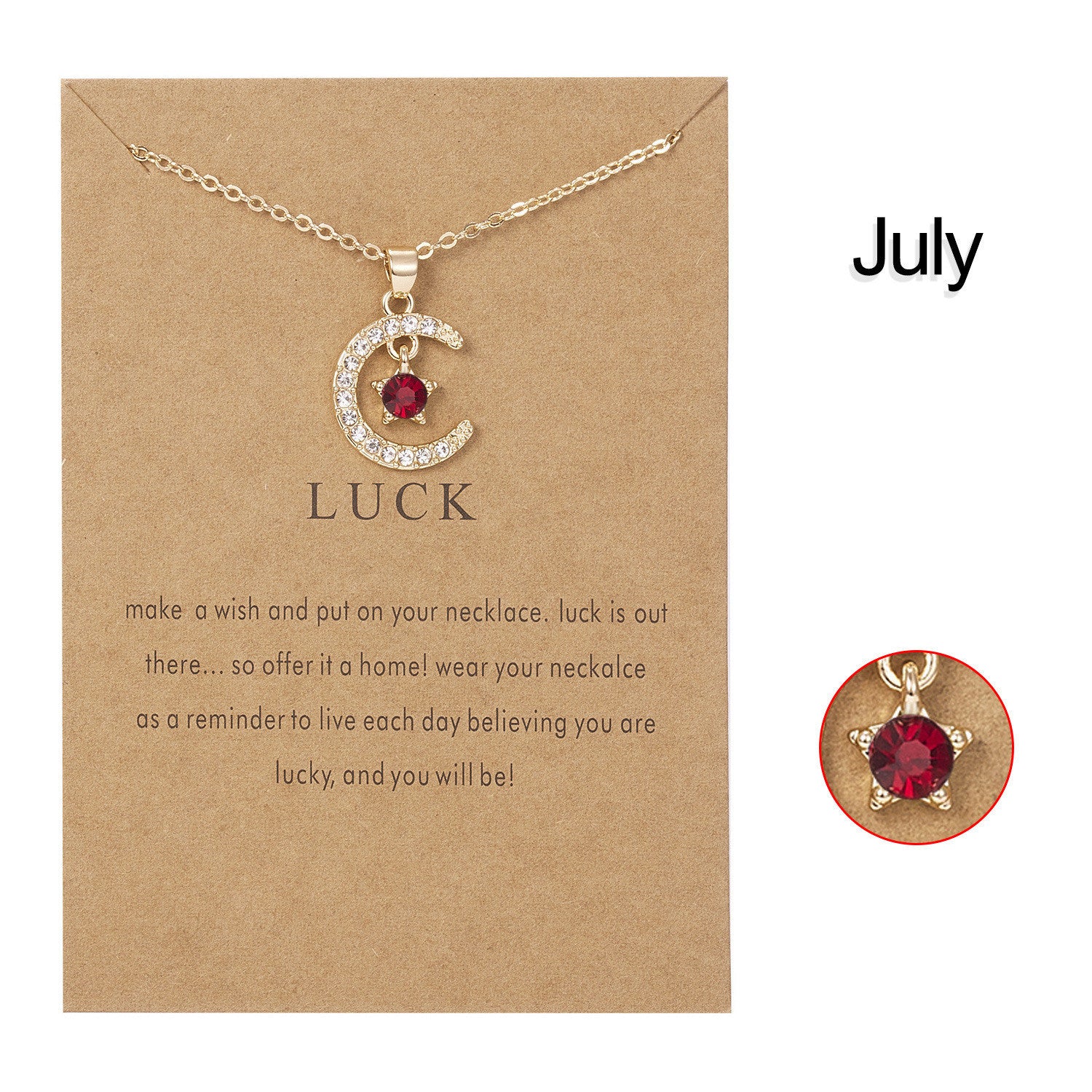 Stone Month Necklace December XINGX Pendant Paper Card Necklace For Women