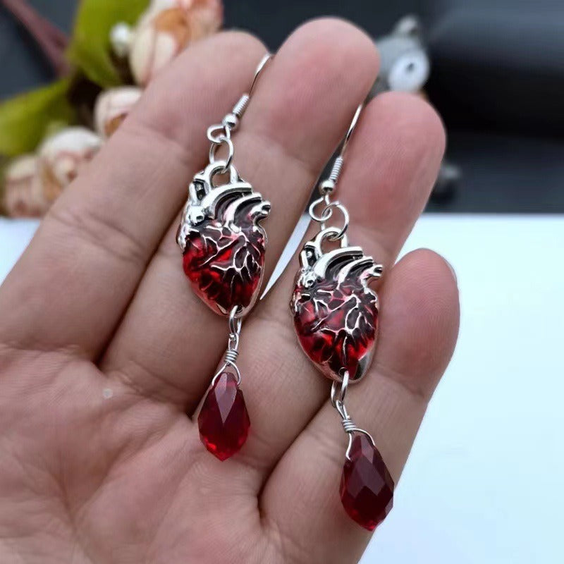 Asymmetric Vintage Boho Beating Heart Earrings