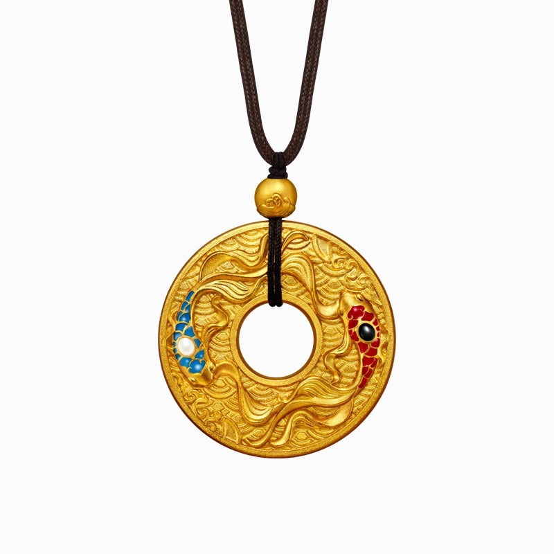 Sand Gold Plated Necklace Enamel Color Epoxy Pendant