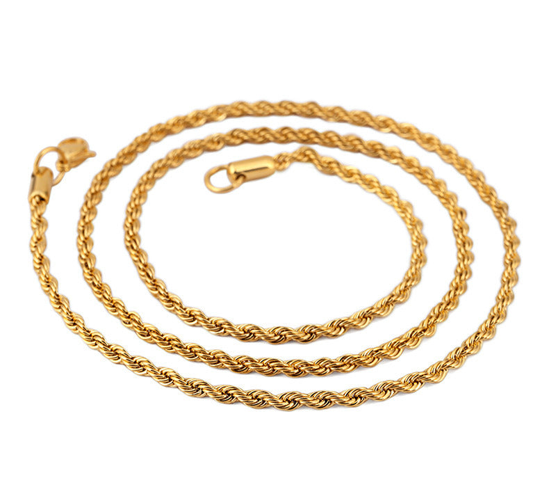 Fashion Trend Rap Hanging Chain Gold Twist Necklace