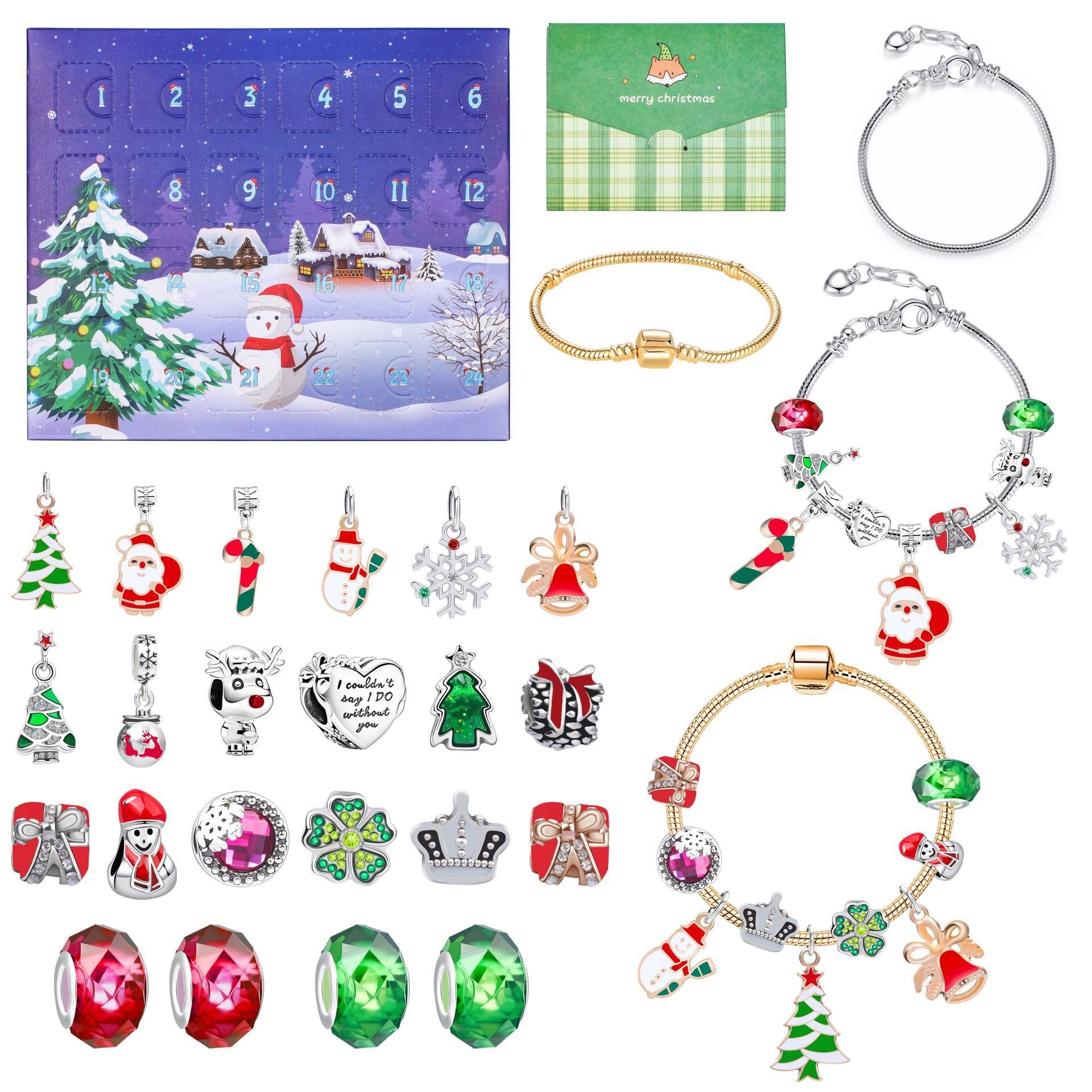 24 Grid Christmas Advent Envelope Diy Bracelet