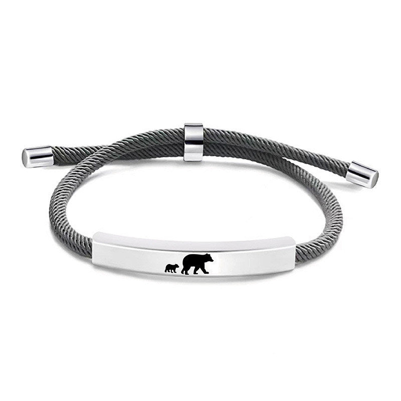 New Stainless Steel Braided Charm Bear Titanium Steel Bracelet