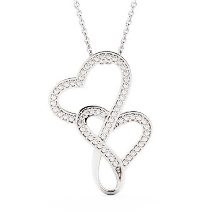 S925 Sterling Silver Double Love Heart Necklace