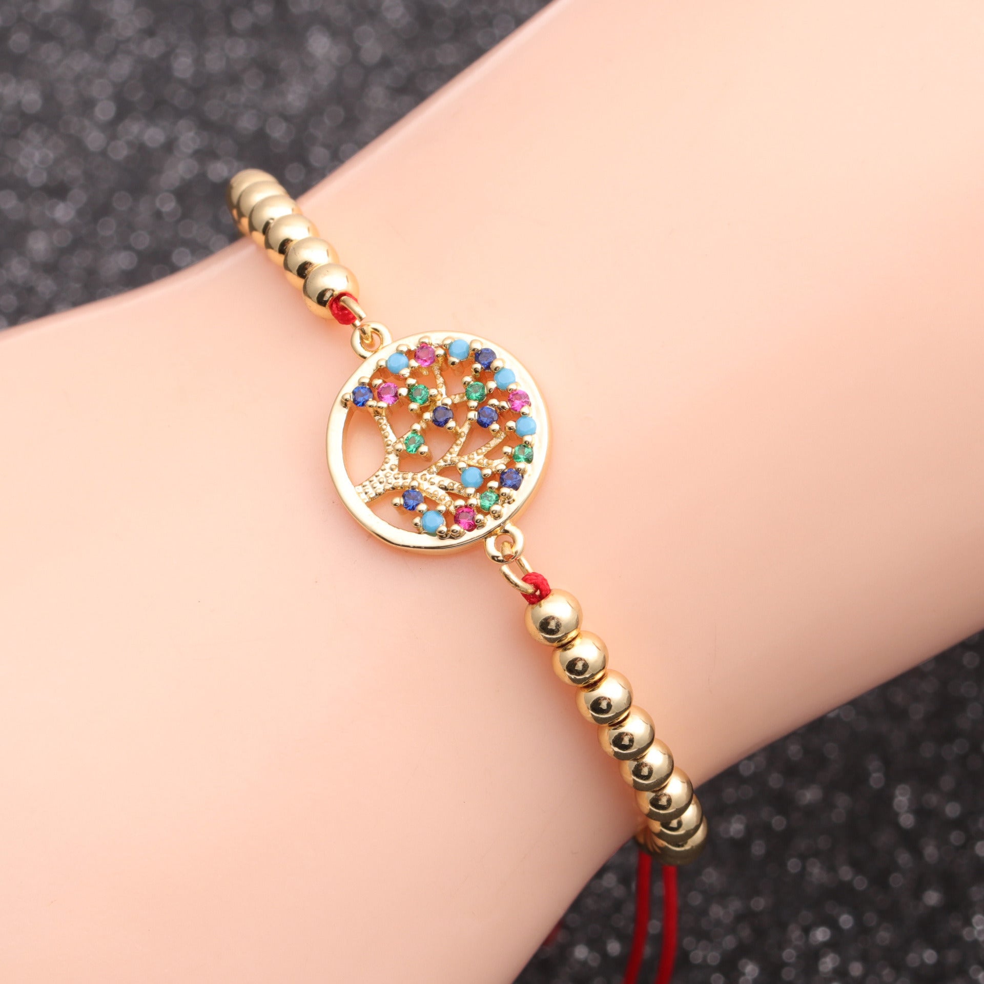 Europe And America Creative Zircon Simple Bracelet Lucky Tree Red Rope Bracelet For Women