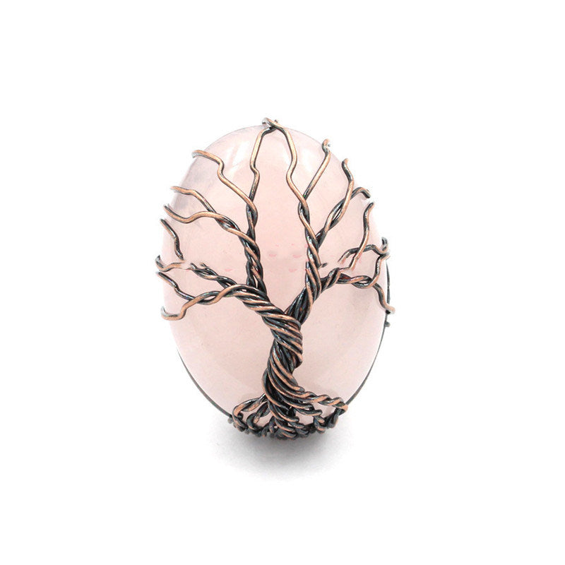 Crystal Stone Shaped Tree Of Life Ring