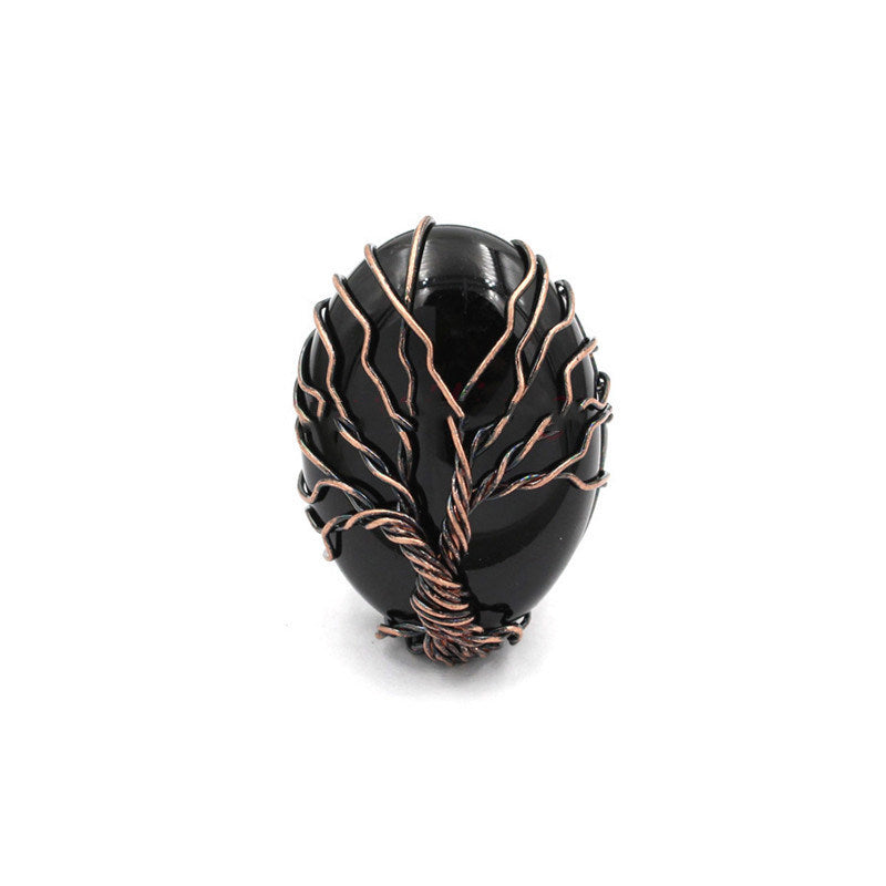 Crystal Stone Shaped Tree Of Life Ring