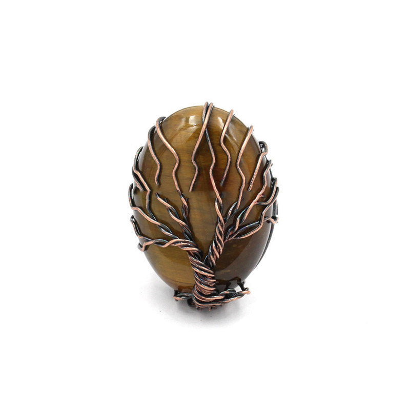 Crystal Stone Shaped Tree Of Life Ring