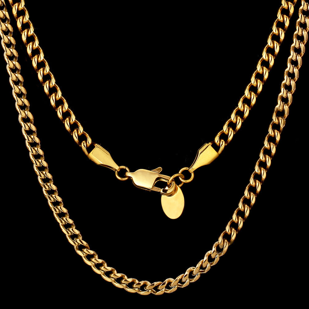 Stainless Steel Cuban Necklace Gold Vacuum Plating