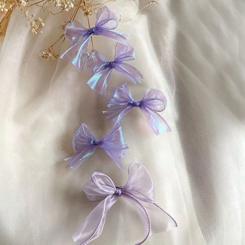 Purple Bow Ribbon Braided Headband