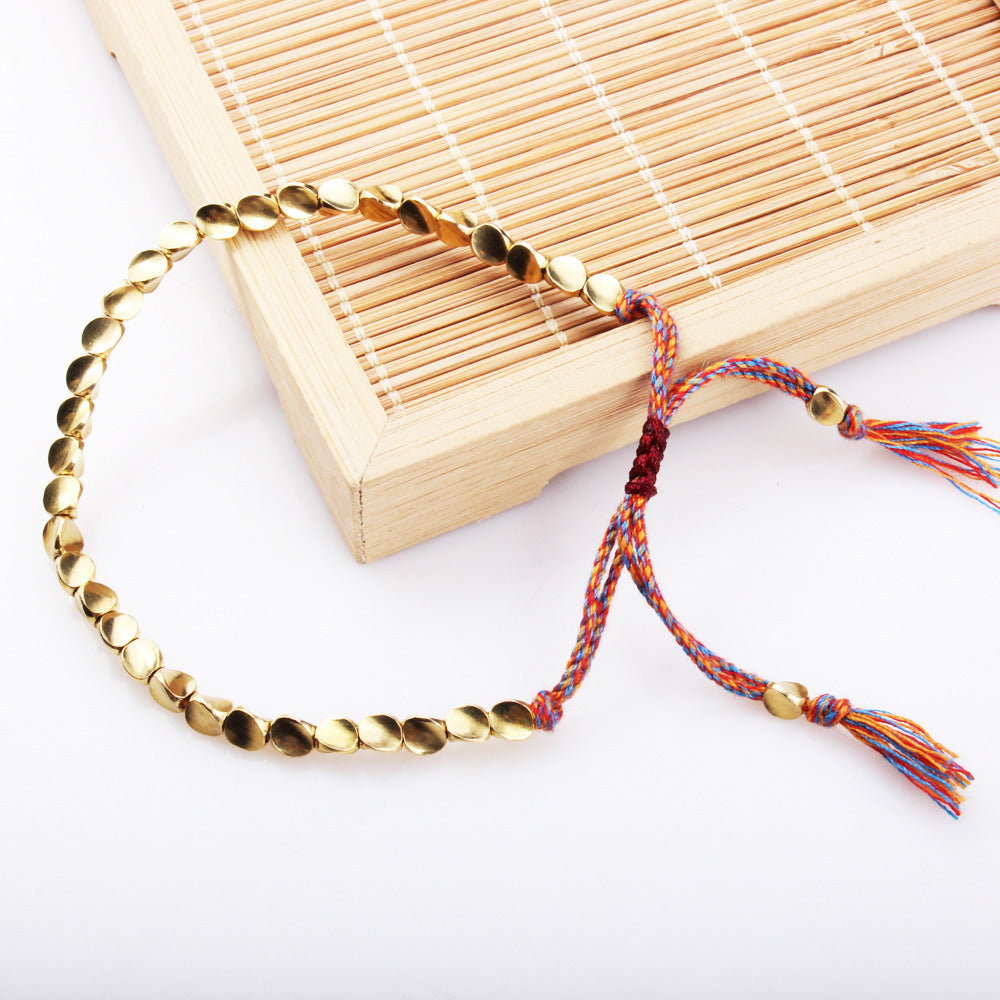 Special-shaped Copper Bead Woven Tassel Strap