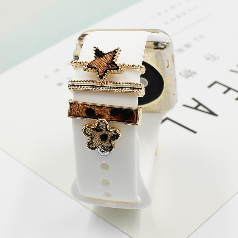 For Silicone Strap Accessories Leopard Print Star Moon Decorative Ring