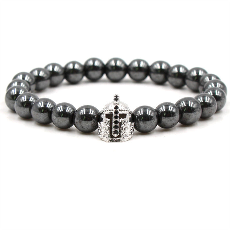 Skull Armor Head Environmentally Friendly Magnetic Black Stone Bracelet