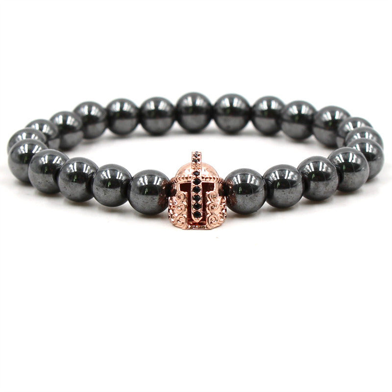 Skull Armor Head Environmentally Friendly Magnetic Black Stone Bracelet