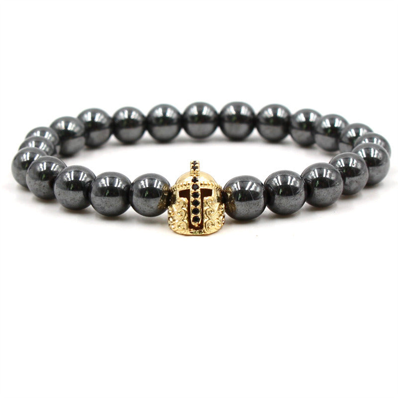 Skull Armor Head Environmentally Friendly Magnetic Black Stone Bracelet