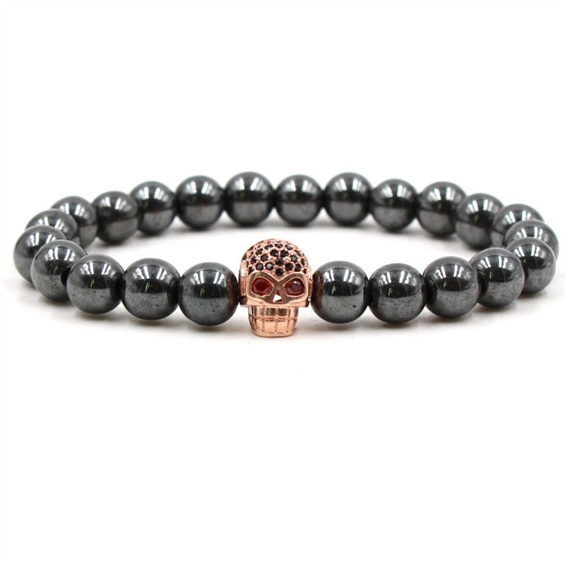 Skull Armor Head Environmentally Friendly Magnetic Black Stone Bracelet