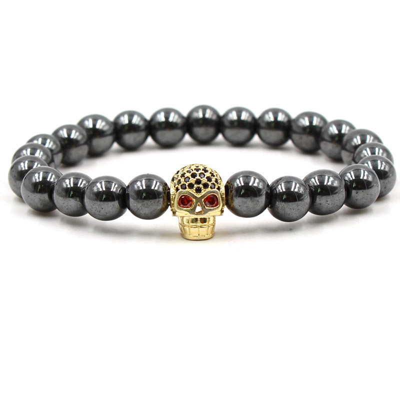 Skull Armor Head Environmentally Friendly Magnetic Black Stone Bracelet