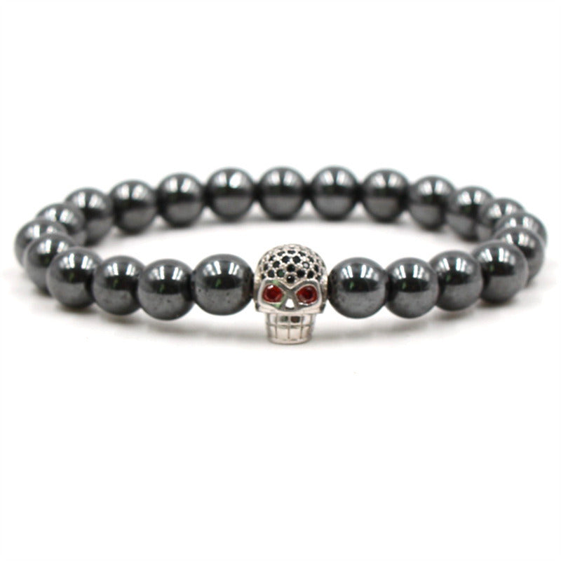 Skull Armor Head Environmentally Friendly Magnetic Black Stone Bracelet