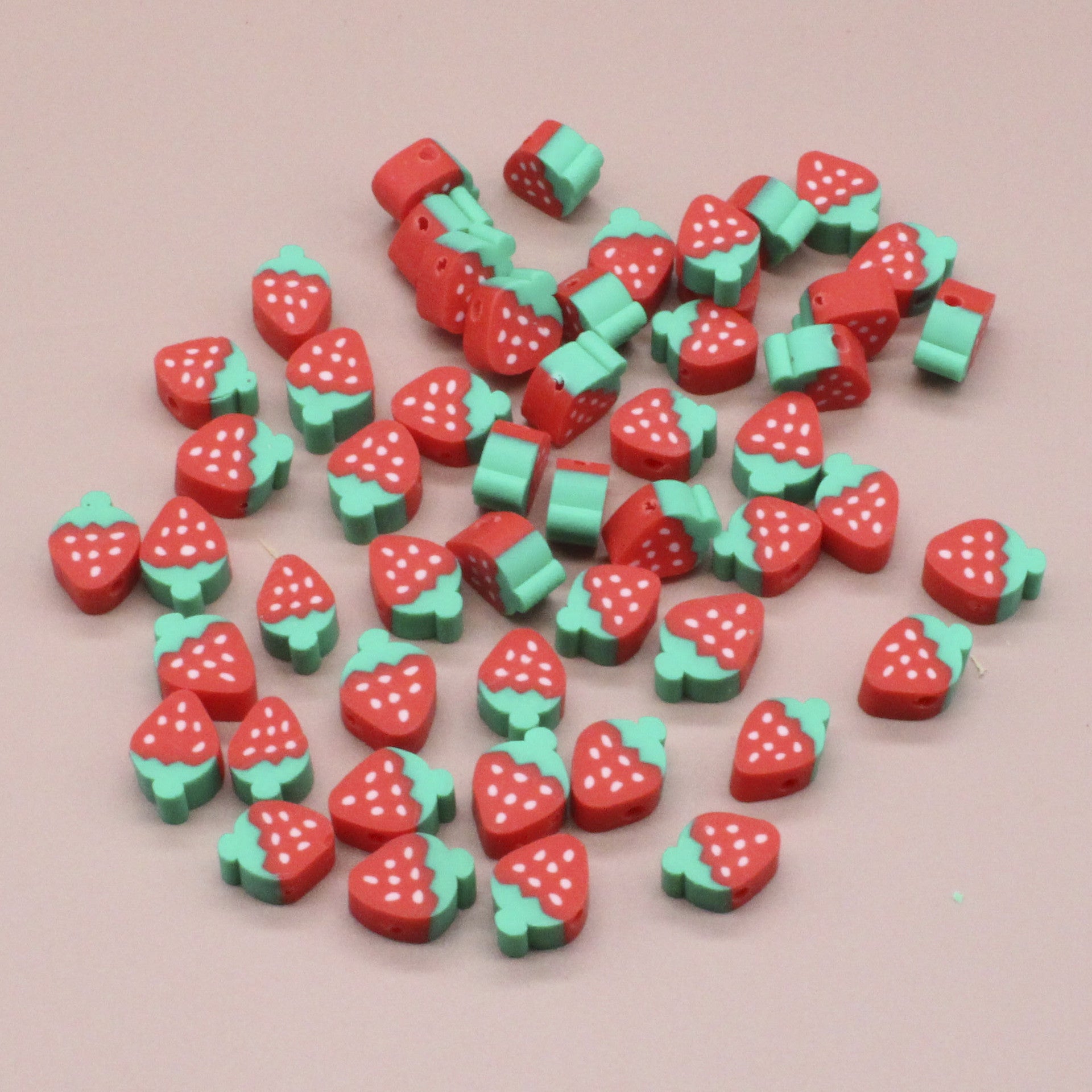 Fruit Strawberry Soft Ceramic Beads Bracelet Necklace Accessories 50 Pcsbag Children Hand Punched Beaded Loose Beads