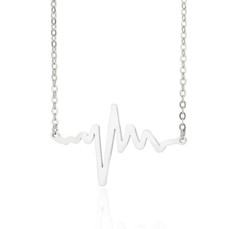 Women's Fashion Frequency Wave Stainless Steel Necklace Clavicle Chain