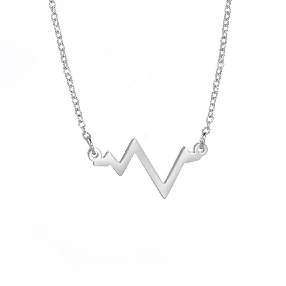 Women's Simple Versatile Stainless Steel ECG Pendant Necklace