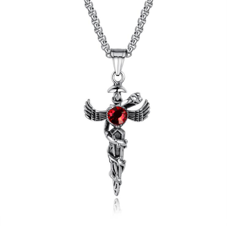 Men's Personalized Snake-shaped Pendant Retro Domineering Cross Necklace Ornament