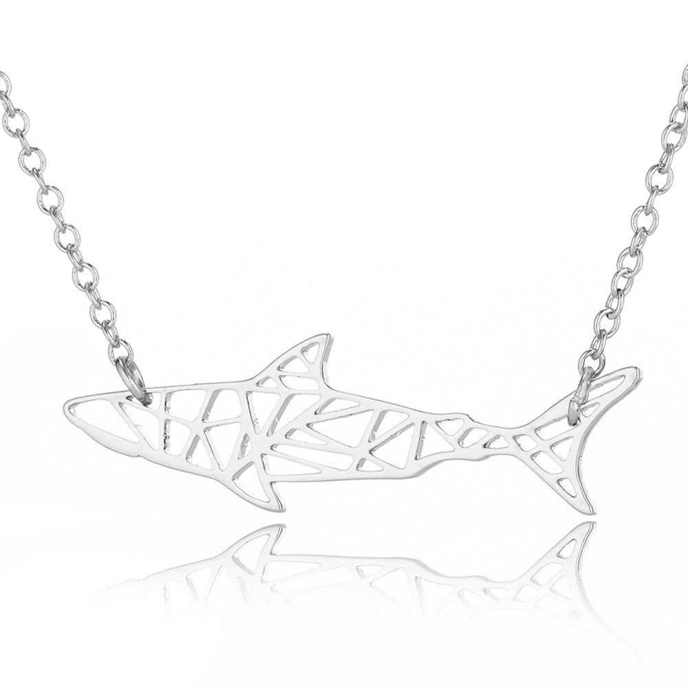 Stainless Steel Jaws Origami Pendant Necklace