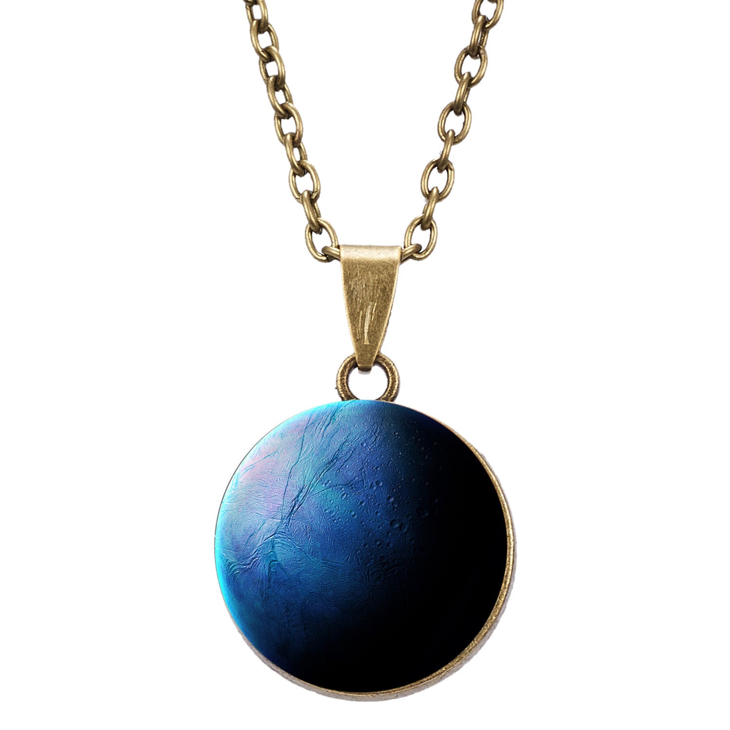 European And American Personalized Galaxy Pendant Necklace Eight Planets Luminous Double-sided Vintage Pendant Necklace