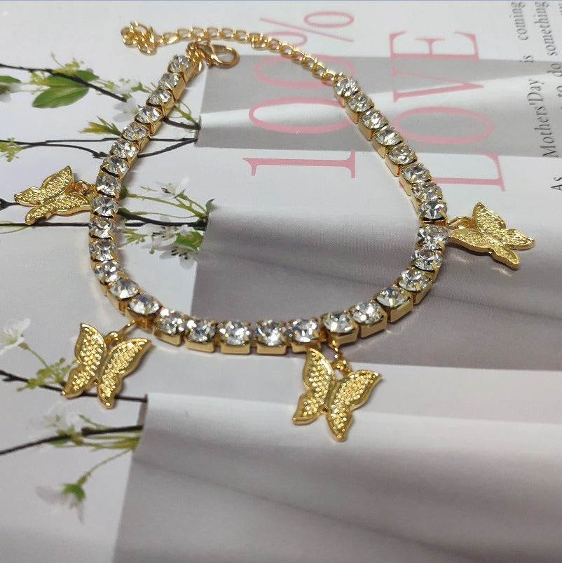 Micro-inlaid Full Diamond Butterfly Bracelet Natural Temperament Girl Advanced Crystal Ornament Bracelet