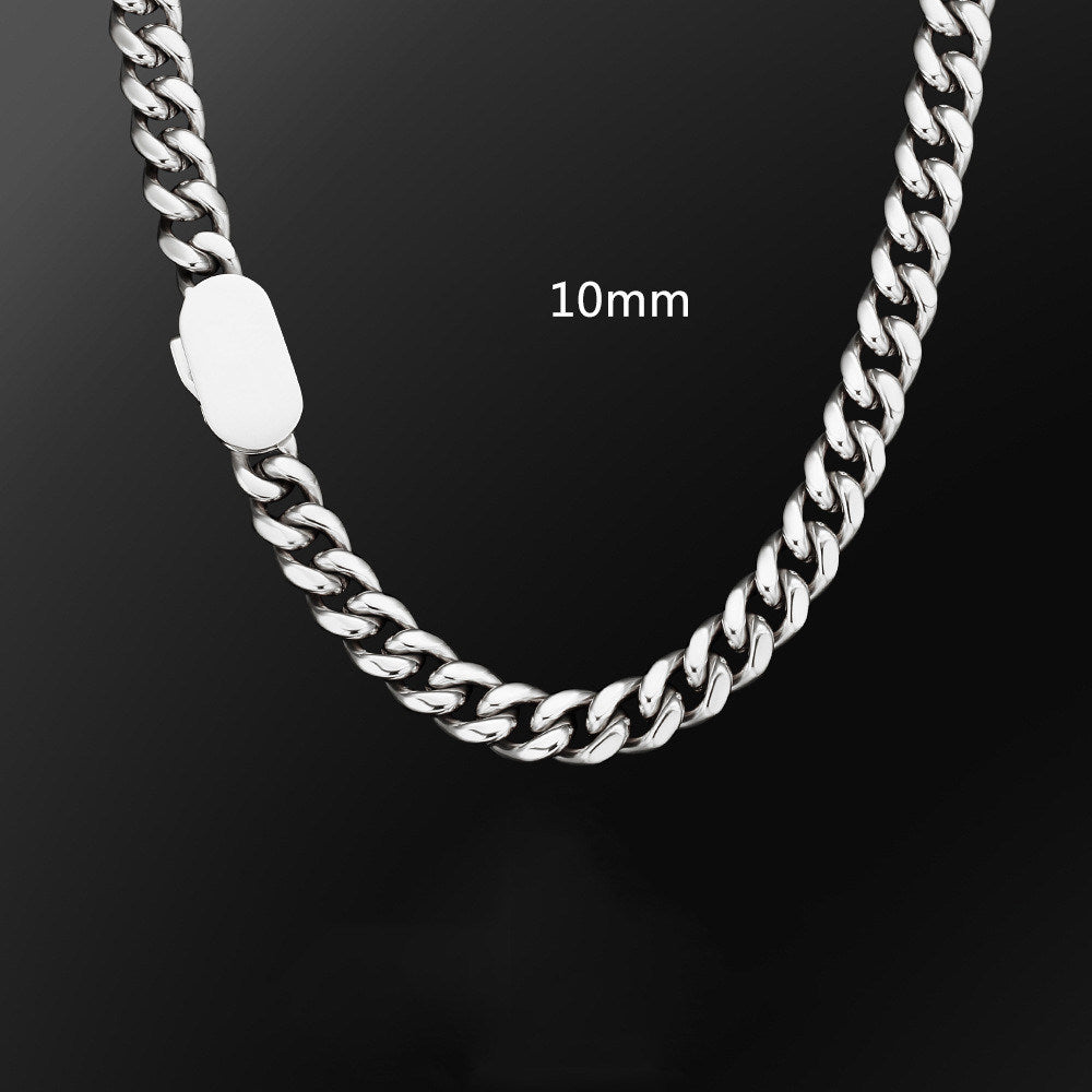 10 12mm Stainless Steel Cuban Necklace Male Punk