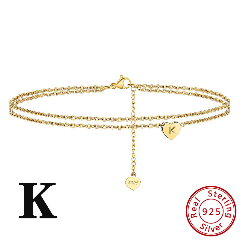 Fashion Ladies Heart Anklet Delicate Layered