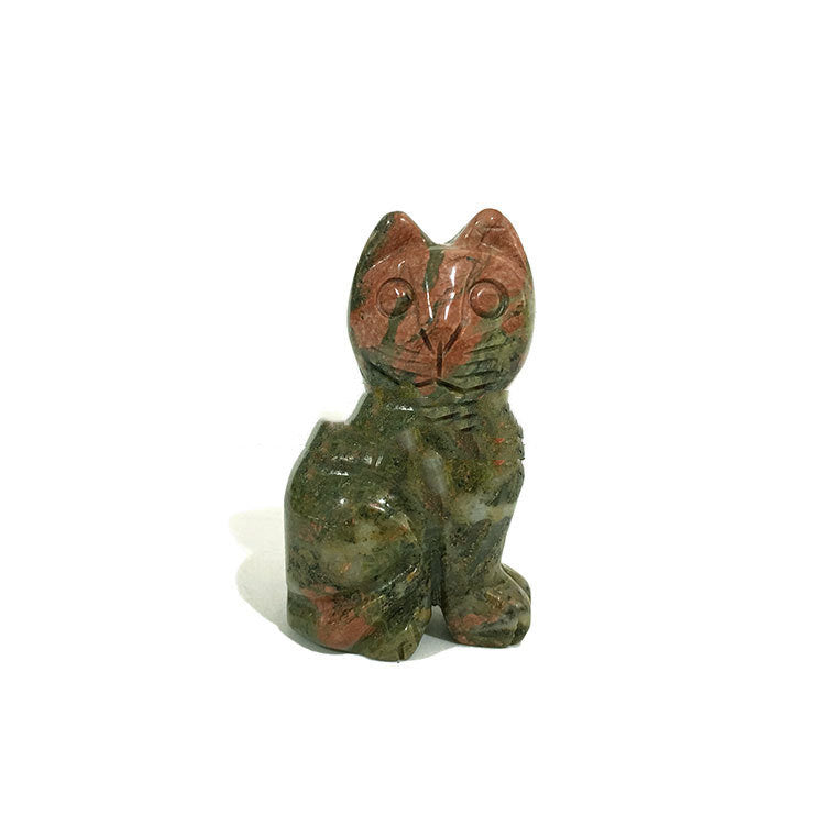 Natural Crystal Jade Kitten Ornaments 2 Inch Home Small Animal Ornaments