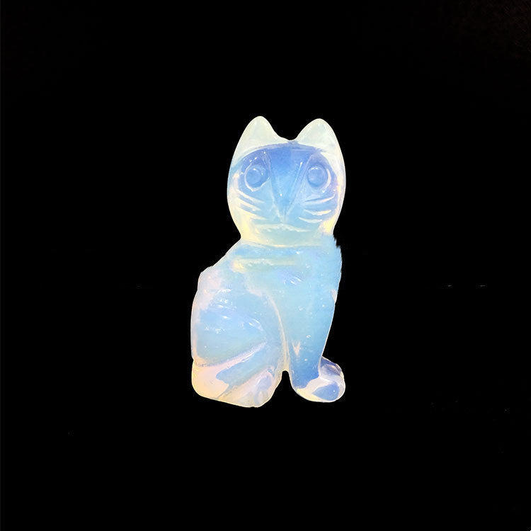 Natural Crystal Jade Kitten Ornaments 2 Inch Home Small Animal Ornaments