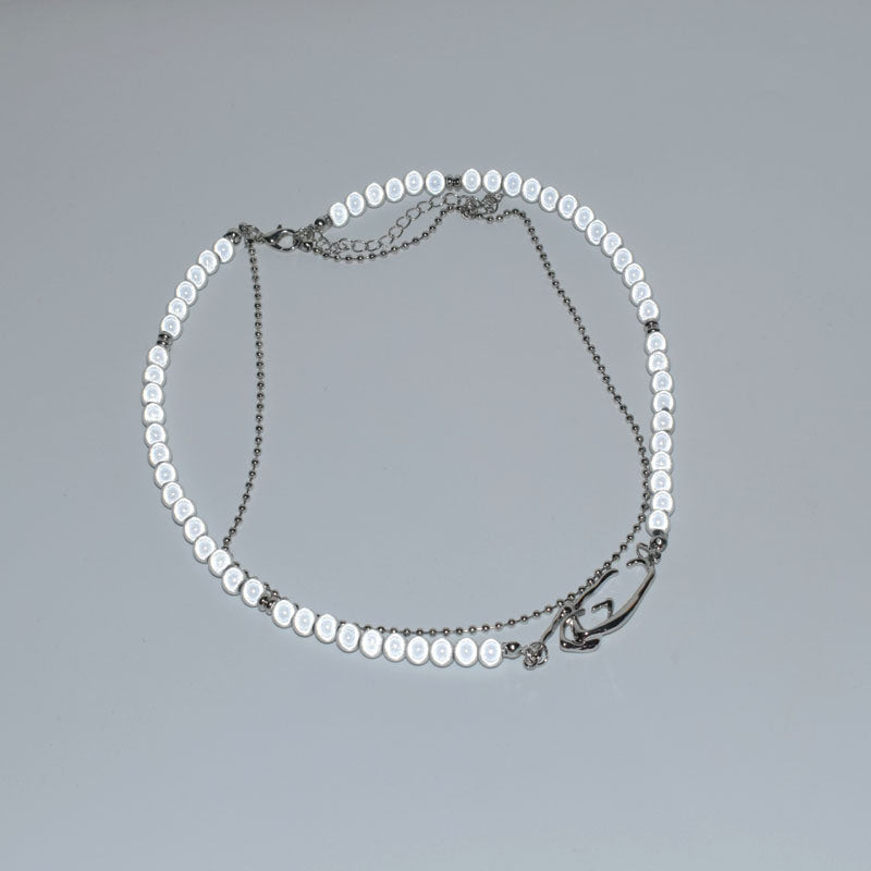 Hip Hop Stacked Reflective Beaded Clavicle Chain