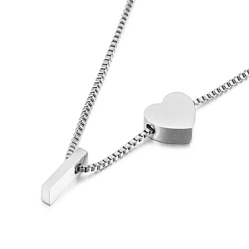 Peach Heart 26 Letters Love Letter Titanium Steel Necklace