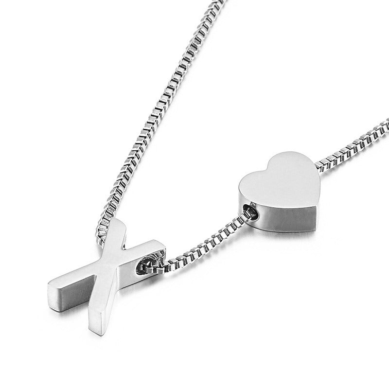 Peach Heart 26 Letters Love Letter Titanium Steel Necklace