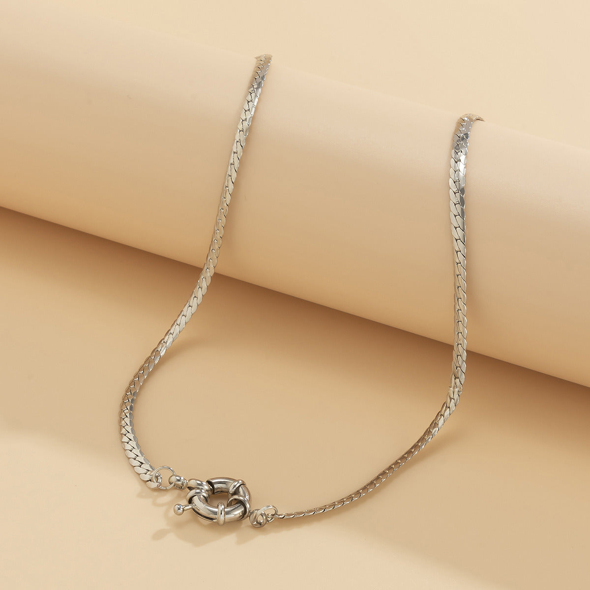 Women's Simple Single Layer Flat Snake Bone Chain Necklace