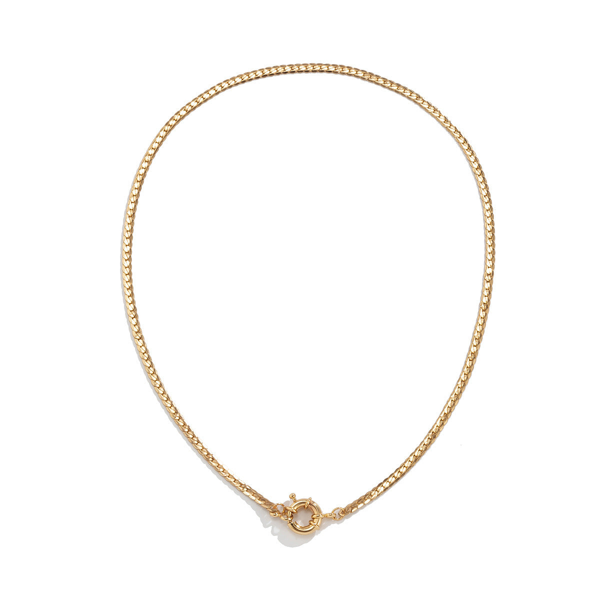 Women's Simple Single Layer Flat Snake Bone Chain Necklace