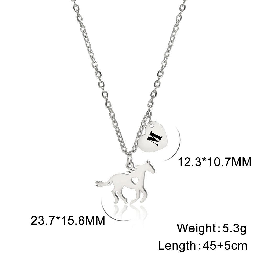 Stainless Steel Heart Single Hole Heart Pendant Necklace