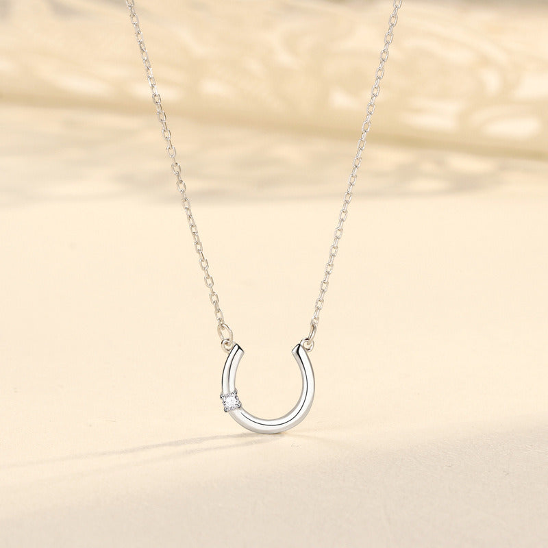 U-shaped Rose Gold Sterling Silver Necklace Women's