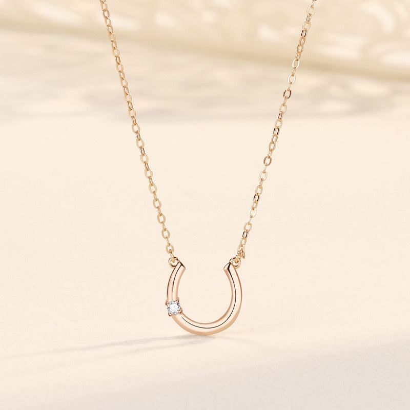 U-shaped Rose Gold Sterling Silver Necklace Women's