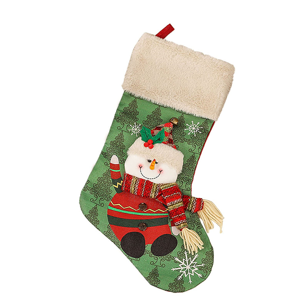 18" Christmas Stocking Set Burlap Plaid Decorations for Fireplace and Party