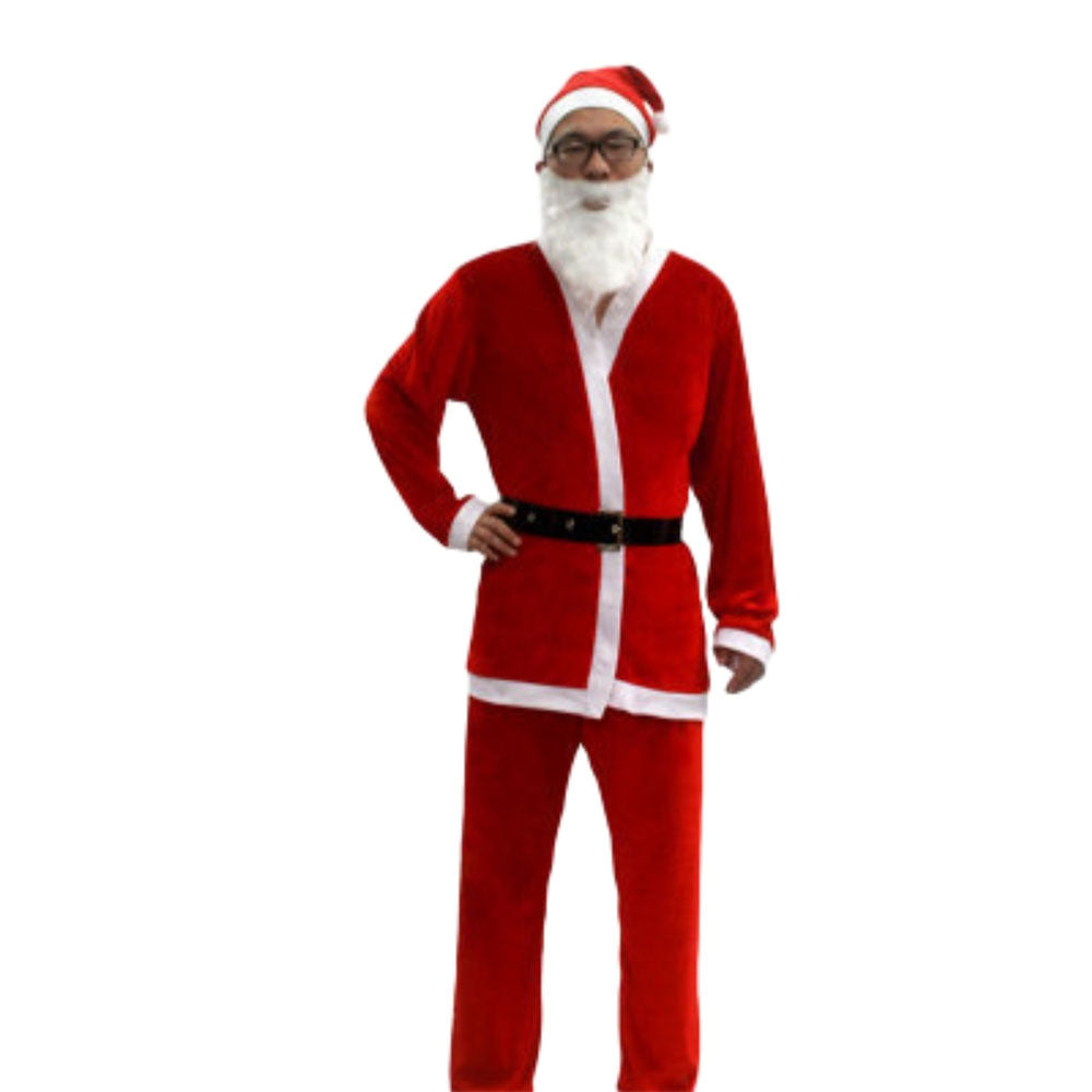 Deluxe Men's Christmas Santa Claus Costume 7 Pcs Santa Suit Women Christmas Suit