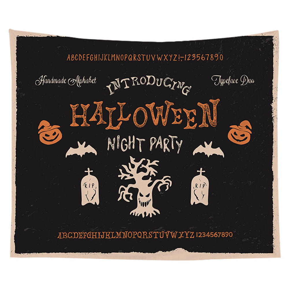 Halloween Night Tapestry Wall Hanging Haunted Woods and Pumpkins for Bedroom