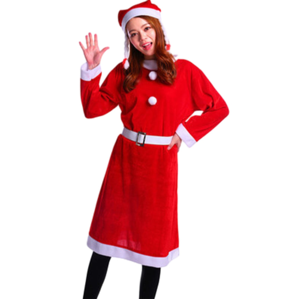 Deluxe Men's Christmas Santa Claus Costume 7 Pcs Santa Suit Women Christmas Suit