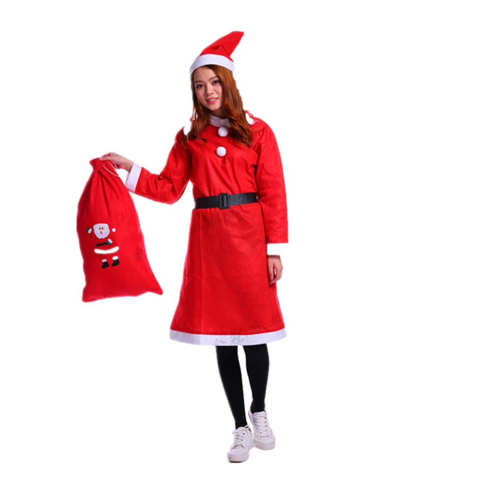 Deluxe Men's Christmas Santa Claus Costume 7 Pcs Santa Suit Women Christmas Suit