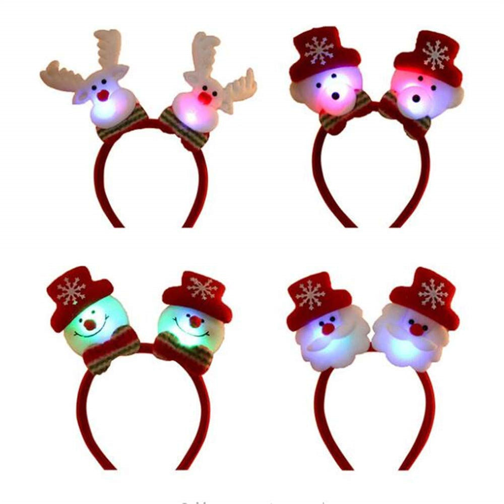 LED Christmas Headbands Festive Light-Up Hair Bands for Women and Girls