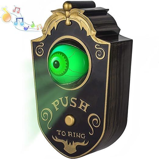 Halloween Doorbell, Haunted Doorbell Animated Eyeball Halloween Decor with Spooky Sounds