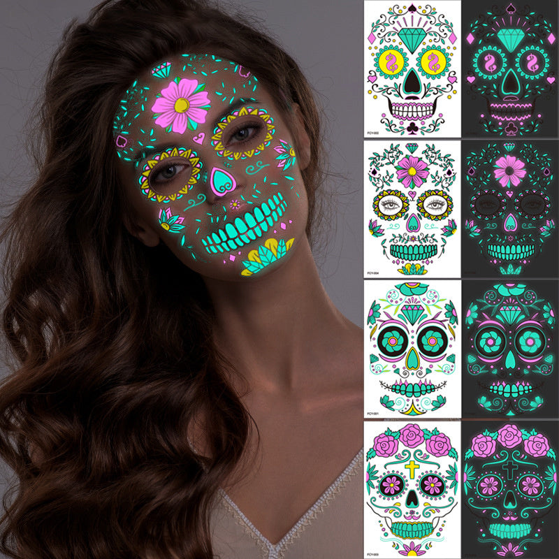 4 Sheets Halloween Temporary Tattoos Glow In Dark, Waterproof Tattoo Stickers