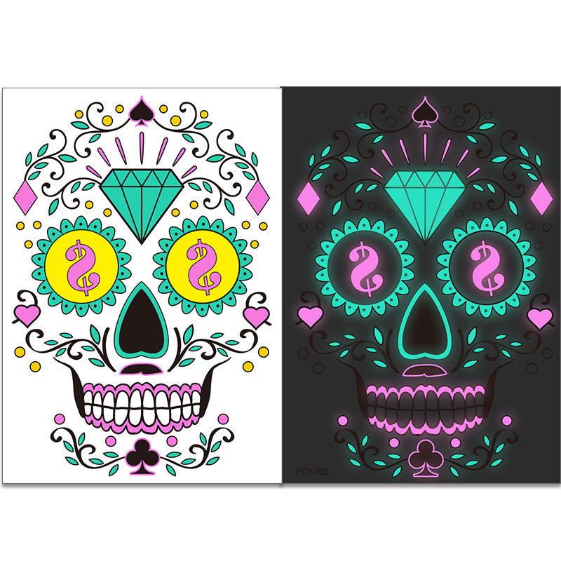 4 Sheets Halloween Temporary Tattoos Glow In Dark, Waterproof Tattoo Stickers